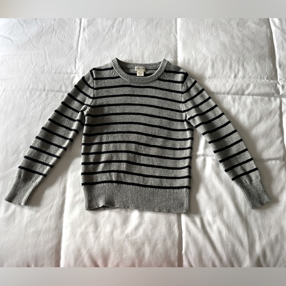 J. Crew Factory Crewcuts Gray and Navy Striped Crewneck Sweater